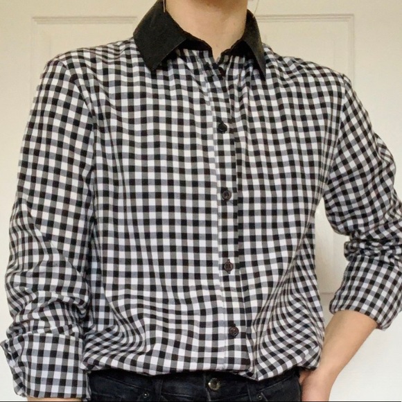 Vegan leather collared chequered shirt - Picture 3 of 4